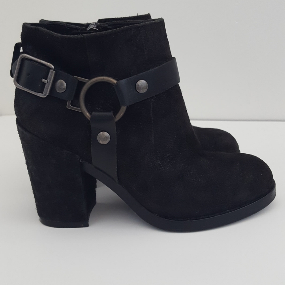 Ash Falcon black leather harness ankle boot sz 36